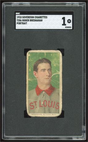 1909-11 T206 Sovereign 350 Roger Bresnahan Portrait SGC 1 POOR
