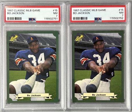 1987 Classic MLB Game #15 Bo Jackson RC PSA 7 NM LOT (2)