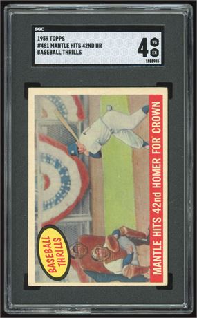 1959 Topps #461 Baseball Thrills Mantle hits 42nd HR SGC 4 VGEX