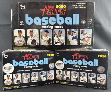 2020 Topps Heritage Baseball Box Lot (3) w/ Hobby (1) & Blasters (2)