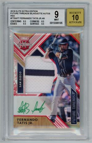 2018 Elite Extra Edition Fernando Tatis Jr Auto Red RPA 8/49 BGS 9 MINT Auto 10
