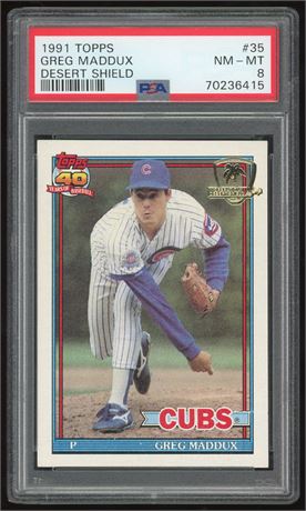 1991 Topps #35 Greg Maddux Desert Shield PSA 8 NMMT