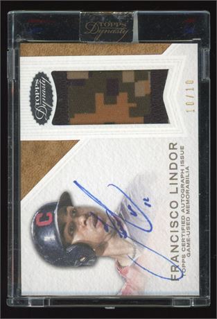 2016 Topps Dynasty Francisco Lindor Digital Camo Patch Auto 10/10