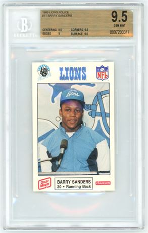 1989 Lions Police #11 Barry Sanders BGS 9.5 GEM MINT