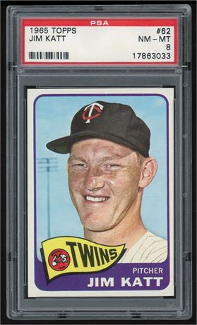 1965 Topps #62 Jim Kaat PSA 8 NMMT