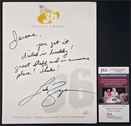 Luke Bryan Signed Handwritten Note  JSA Personalized To Jerome Bettis