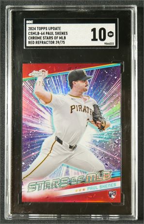 2024 Topps Update 39/75 Paul Skenes Chrome Stars Of MLB Red Refractor (READ)