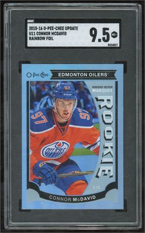2015-16 O-Pee-Chee Update Connor McDavid RC Rainbow Foil SGC 9.5 MINT