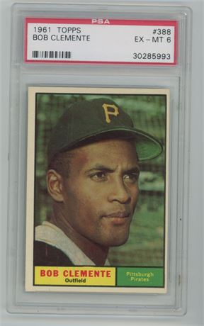 1961 Topps #388 Roberto Clemente PSA 6 EXMT
