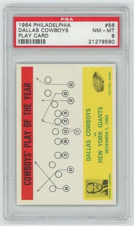 1964 Philadelphia #56 Dallas Cowboys Play Card PSA 8 NMMT