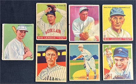 1933-1935 Goudy/Diamond Stars Baseball Lot (7) w/ Gehringer & Maranville READ