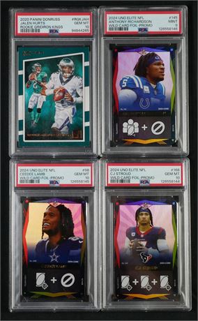 2020-2024 PSA Graded Football Lot (4) w/ Hurts, Lamb, Stroud, and Richardson