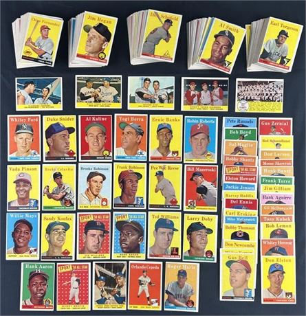 1958 Topps Baseball Lot (200+) Loaded w/ Stars All VG to VGEX