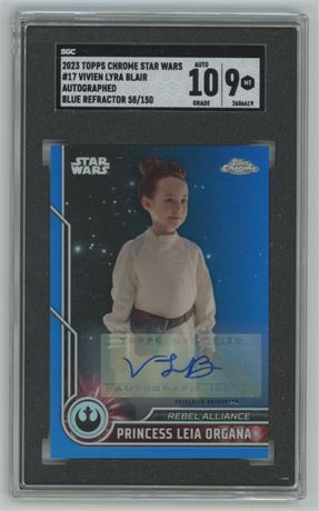 2023 Topps Chrome Star Wars #17 Vivien Lyra Blair Blue Ref Auto 58/150 SGC 9/10