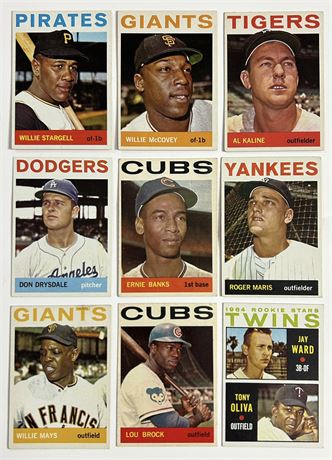 1964 Topps Stars Lot (9) w/ Mays, Banks, Maris EX AVG READ