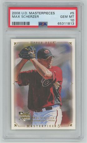 2008 Upper Deck Masterpieces #5 Max Scherzer RC PSA 10 GEM MINT