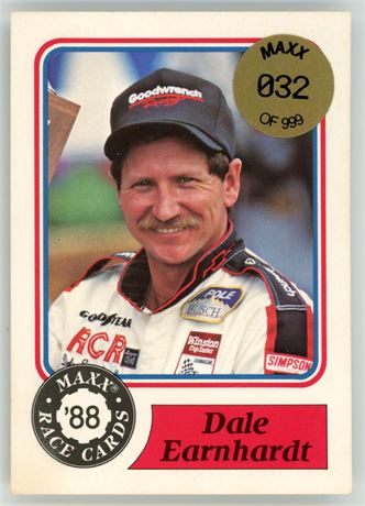 1994 Maxx Medallion Dale Earnhardt 1988 Maxx Redemption 32/999 w/ Certificate