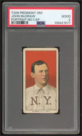 1909-11 T206 Piedmont 350 John McGraw Portrait No Cap PSA 2 GOOD