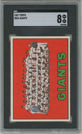 1967 Topps #516 Giants Team Card SGC 8 NMMT