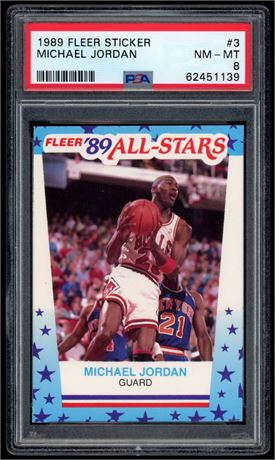 1989 Fleer Sticker #3 Michael Jordan PSA 8