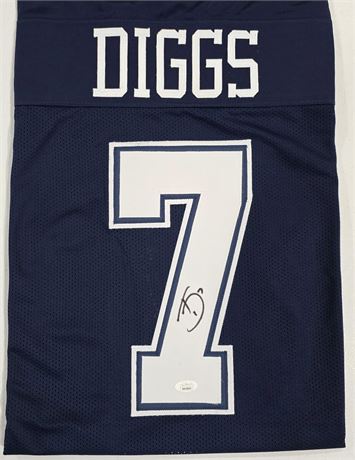 Trevon Diggs XL Autographed Pro Style Blue Football Jersey JSA