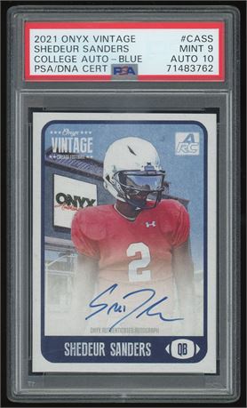 2021 Onyx Vintage Shedeur Sanders College Auto-Blue PSA 9 Auto 10