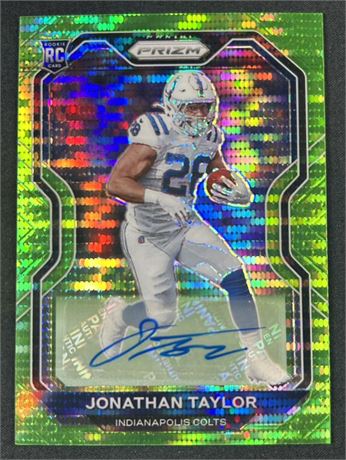 2020 Panini Prizm #332 Jonathan Taylor RC Neon Green Pulsar Autograph