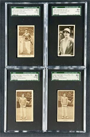1929 Tennis SGC Graded Lot (4) w/ Cochet, Wills, and Tilden