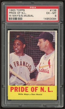 1963 Topps #138 Pride of the NL Mays/Musial PSA 6 EXMT
