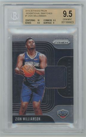 2019-20 Panini Prizm Sensational Swatches #1 Zion Williamson BGS 9.5 GEM MINT