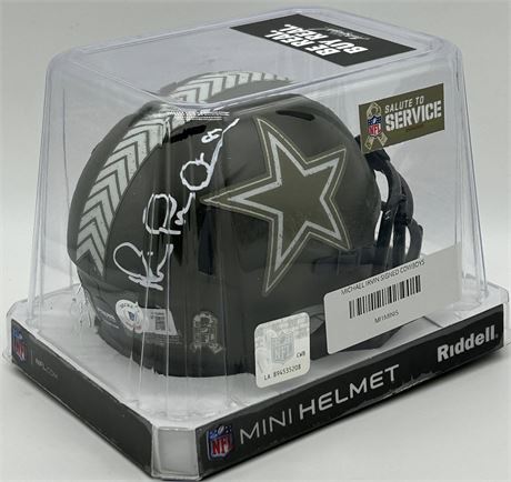 Michael Irvin Autographed Riddell Speed Salute to Service Mini Helmet Beckett