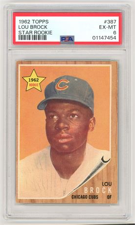 1962 Topps #387 Lou Brock RC PSA 6 EXMT
