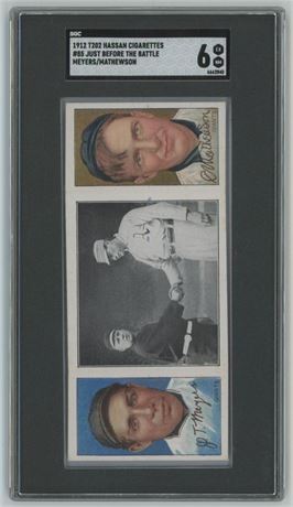 1912 T202 Hassan #85 Just Before The Battle Meyers/Mathewson SGC 6 EXMT Stunner!
