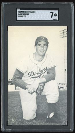 McCarthy Baseball Postcard Sandy Koufax Brooklyn SGC 7