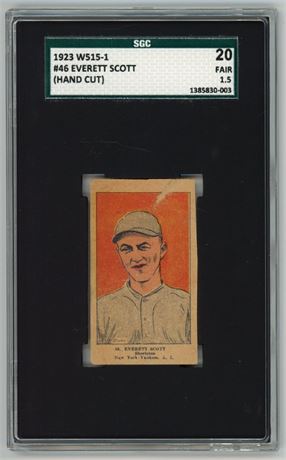 1923 W515-1 #46 Everett Scott Hand Cut SGC 1.5 FAIR