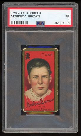1911 T205 Piedmont Mordecai Brown Gold Border HOF PSA 1