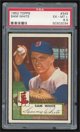 1952 Topps #345 High # Sam White PSA 6.5 EXMT