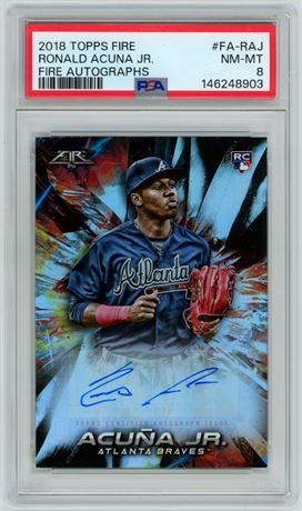 2018 Topps Fire Ronald Acuna Jr RC Fire Autographs PSA 8 NMMT