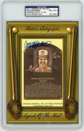 2011 Legends Of The Hall Ryne Sandberg Historic Auto 31/75 PSA Auto 8