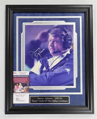 Jimmy Johnson Signed 8x10 Photo Framed and Matted JSA