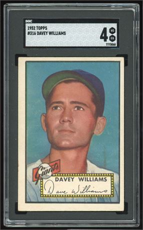 1952 Topps #316 Davey Williams High # SGC 4 VGEX