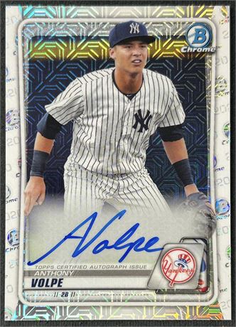 2020 Bowman Chrome Anthony Volpe Mojo Refractor On Card Auto