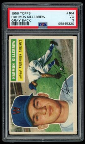 1956 Topps #164 Harmon Killebrew Gray Back PSA 3 VG