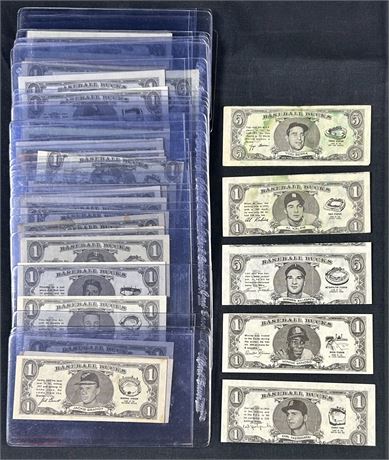 1962 Topps Baseball Bucks Partial Set (41/96) w/ Berra, Kaline, Killebrew VG Avg