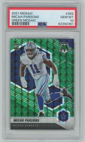 2021 Mosaic #362 Micah Parsons Green RC PSA 10 GEM MINT