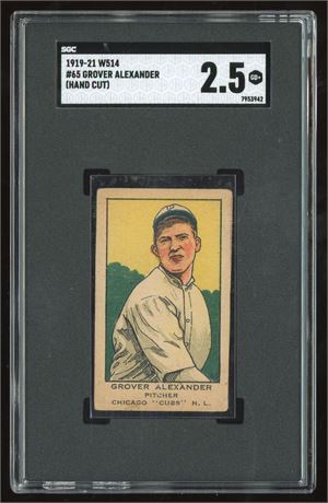 1919-21 W514 Strip Card #65 Grover Alexander Hand Cut HOF SGC 2.5 GOOD+