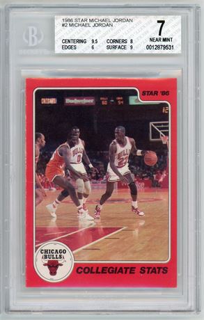 1986 Star #2 Michael Jordan RC Collegiate Stats BGS 7 NM