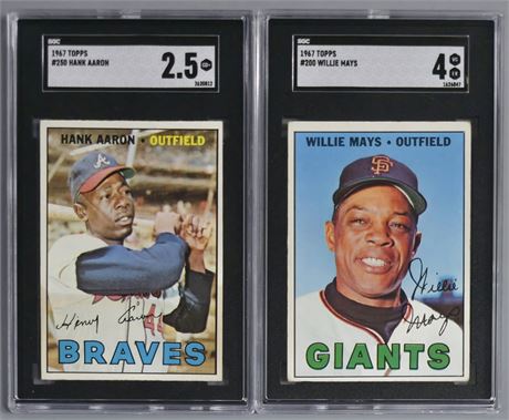 1967 Topps SGC Graded Star Lot (2) Aaron/Mays