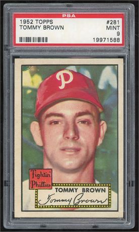 1952 Topps #281 Tommy Brown PSA 9 MINT Pop 10 Only 1 Higher RARE