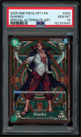 2025 One Piece OP11 EN #004 Shanks Special Alternate Art PSA 10 GEM MINT